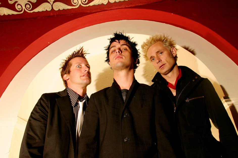 Tre Cool, Billie Joe Armstrong and Mike Dirnt of Green Day photographed on August 21, 2004 in Ireland.