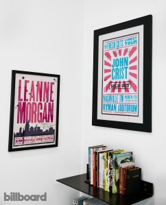 “I’m proud of the moment that Heartland comics are having right now,” Barnes says. “Both posters are from sold-out Nashville shows by two clients: John Crist and Leanne Morgan.”