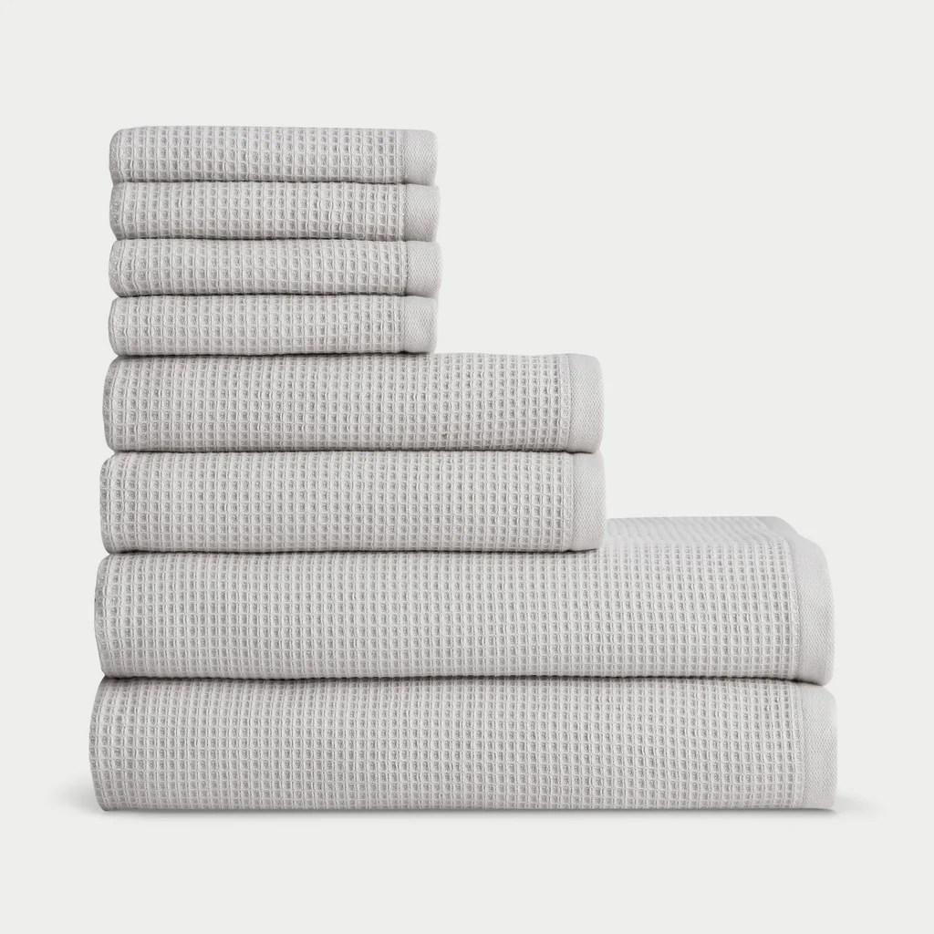 light gray waffle towels