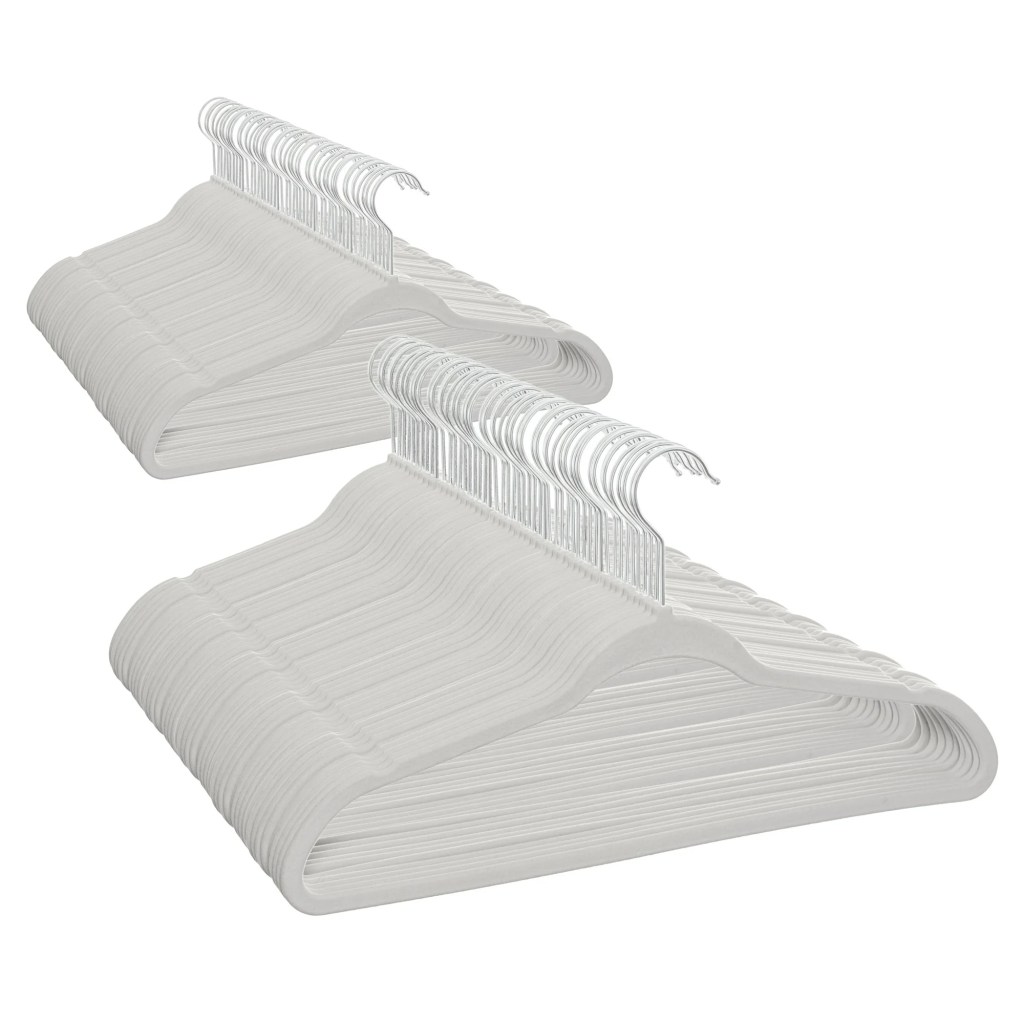 gray velvet clothing hangars
