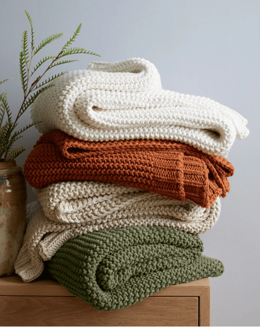 cotton knit throw blanket in different colors