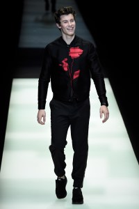 Shawn Mendes walks the runway at the Emporio Armani show during Milan Men's Fashion Week Spring/Summer 2018 on June 17, 2017 in Milan, Italy.
