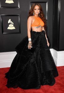 Rihanna attends The 59th GRAMMY Awards at STAPLES Center on February 12, 2017 in Los Angeles, California.
