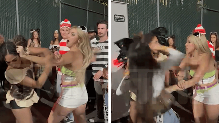 Sexy Women In Costumes Get Into Vicious Catfight At Halloween Party, Watch The Video