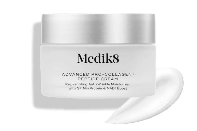 Medik8 Advanced Pro-Collagen+ Peptide Cream, a rejuvenating anti-wrinkle moisturizer with GF MiniProtein & NAD+ Boost.