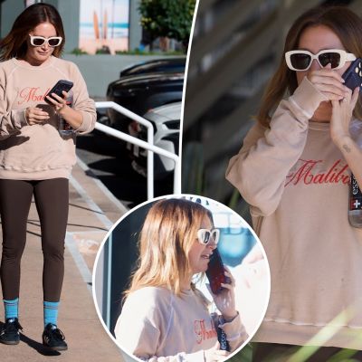 See photos of Ashley Tisdale’s  somber phone conversation as ‘toxic’ mom group drama continues