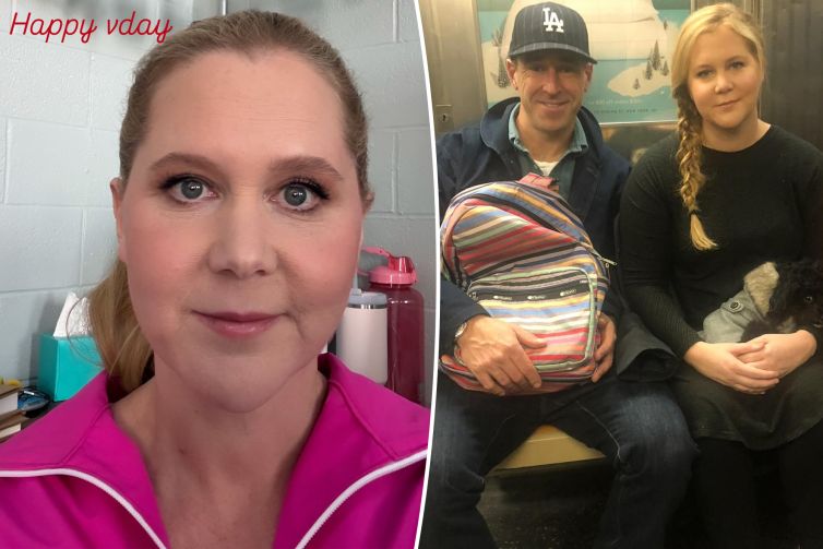 Amy Schumer sits in the ‘crying corner’ for Valentine’s Day following Chris Fischer split