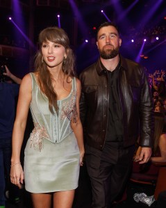 Taylor Swift and Travis Kelce at the 2026 iHeartRadio Music Awards held at Dolby Theatre on March 26, 2026 in Los Angeles, California.