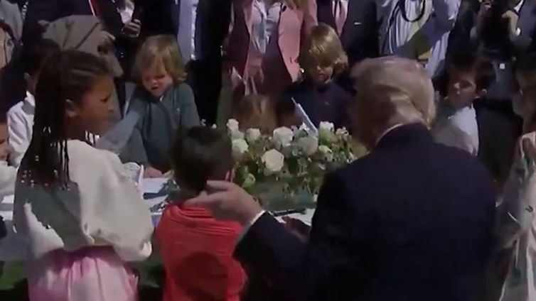 Trump Signs Autographs for Kids at White House Easter Egg Roll, Rambles About Biden