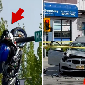 Motorcycle Hanging From Traffic Light After Canada Crash, See the Video!