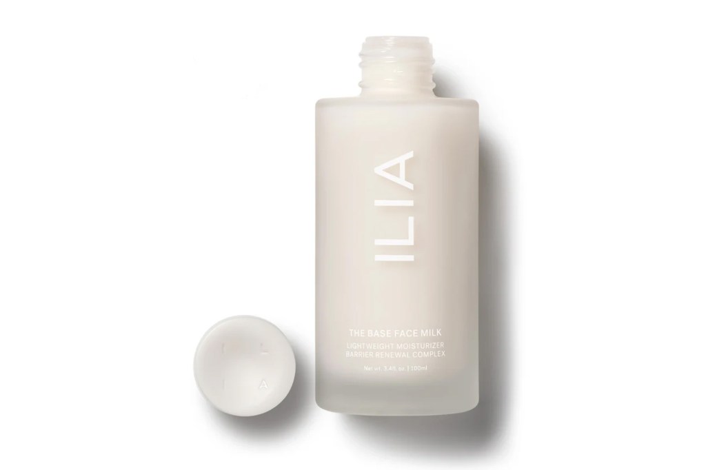 ILIA The Base Face Milk bottle, a lightweight moisturizer.