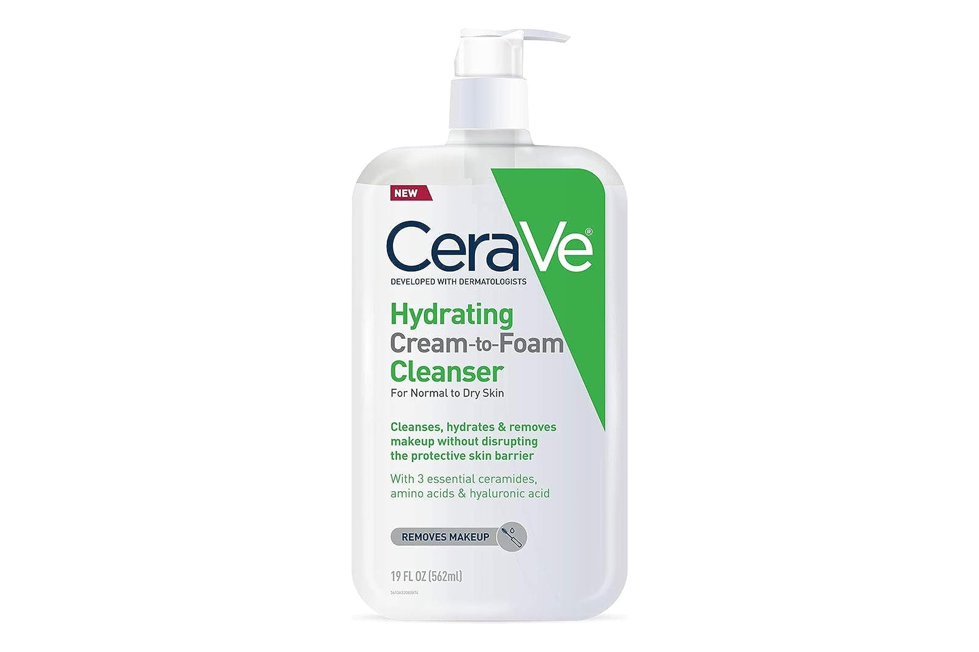CeraVe Hydrating Cream-to-Foam Cleanser for normal to dry skin.