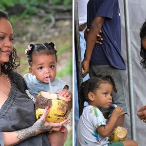 Rihanna Takes Kids on Trip to Barbados, Drinks Out of Coconut