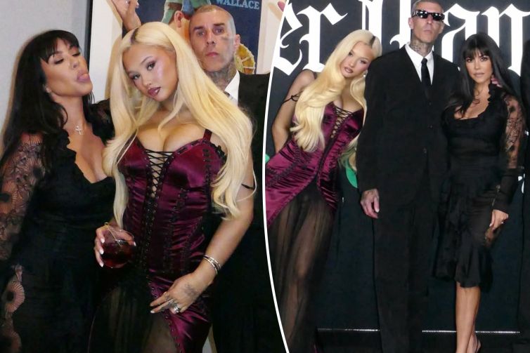 Kourtney Kardashian and Alabama Barker channel Addams Family vibes in corseted satin and lace