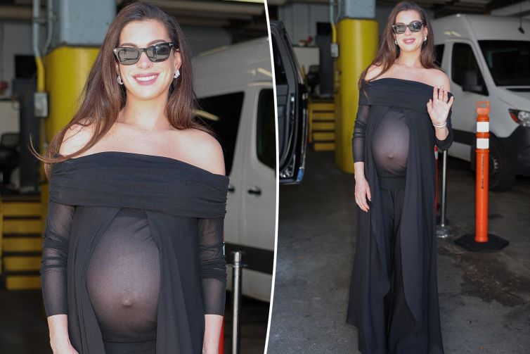 Anne Hathaway’s latest maternity look has a built-in window for her baby bump