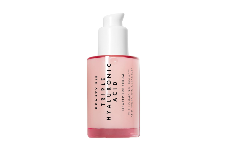 A bottle of Beauty Pie Triple Hyaluronic Acid Lipopeptide Serum.