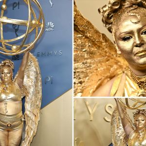 Meg Stalter Paints Herself Gold, Dresses Up Like Trophy for 2026 Emmys
