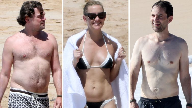 Leonardo DiCaprio, Kate Hudson Hit The Beach Before Tobey Maguire's Ex-Wife's Wedding