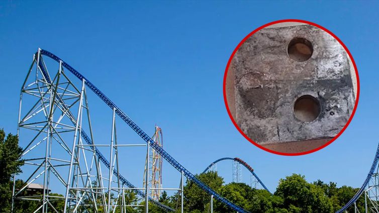 Metal Bracket Falls Off Roller Coaster at Six Flags Amusement Park in Ohio